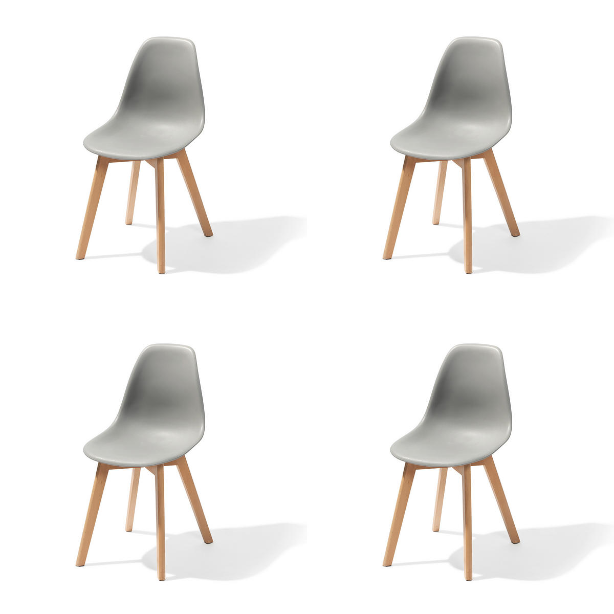 STUHL-SET 4 Stück stapelbar, UV-beständig   - Dunkelgrau, MODERN, Holz/Metall (47/83/53cm) - MID.YOU