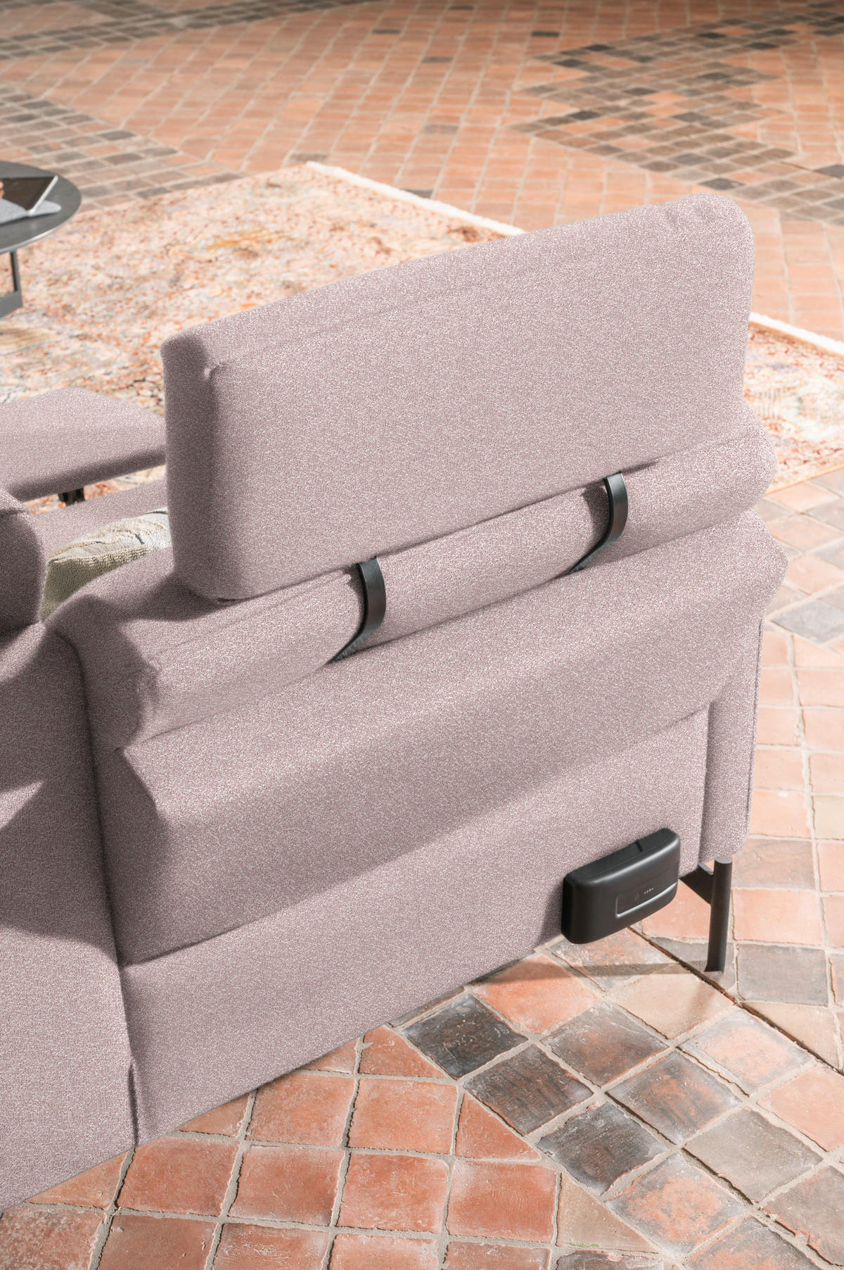 ECKSOFA in Flachgewebe, Struktur Rosa  - Anthrazit/Rosa, Design, Textil/Metall (254/230cm) - Johann Jakob