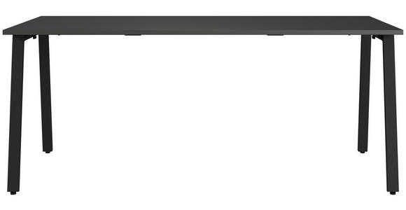SCHREIBTISCH 180/80/75 cm  in Graphitfarben, Schwarz  - Graphitfarben/Schwarz, MODERN, Holzwerkstoff/Metall (180/80/75cm) - Novel