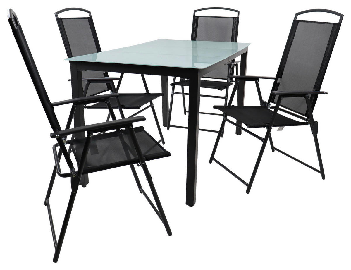 GARTENTISCHGRUPPE  - Anthrazit/Schwarz, Basics, Glas/Textil (140/80/73cm) - Gardenson