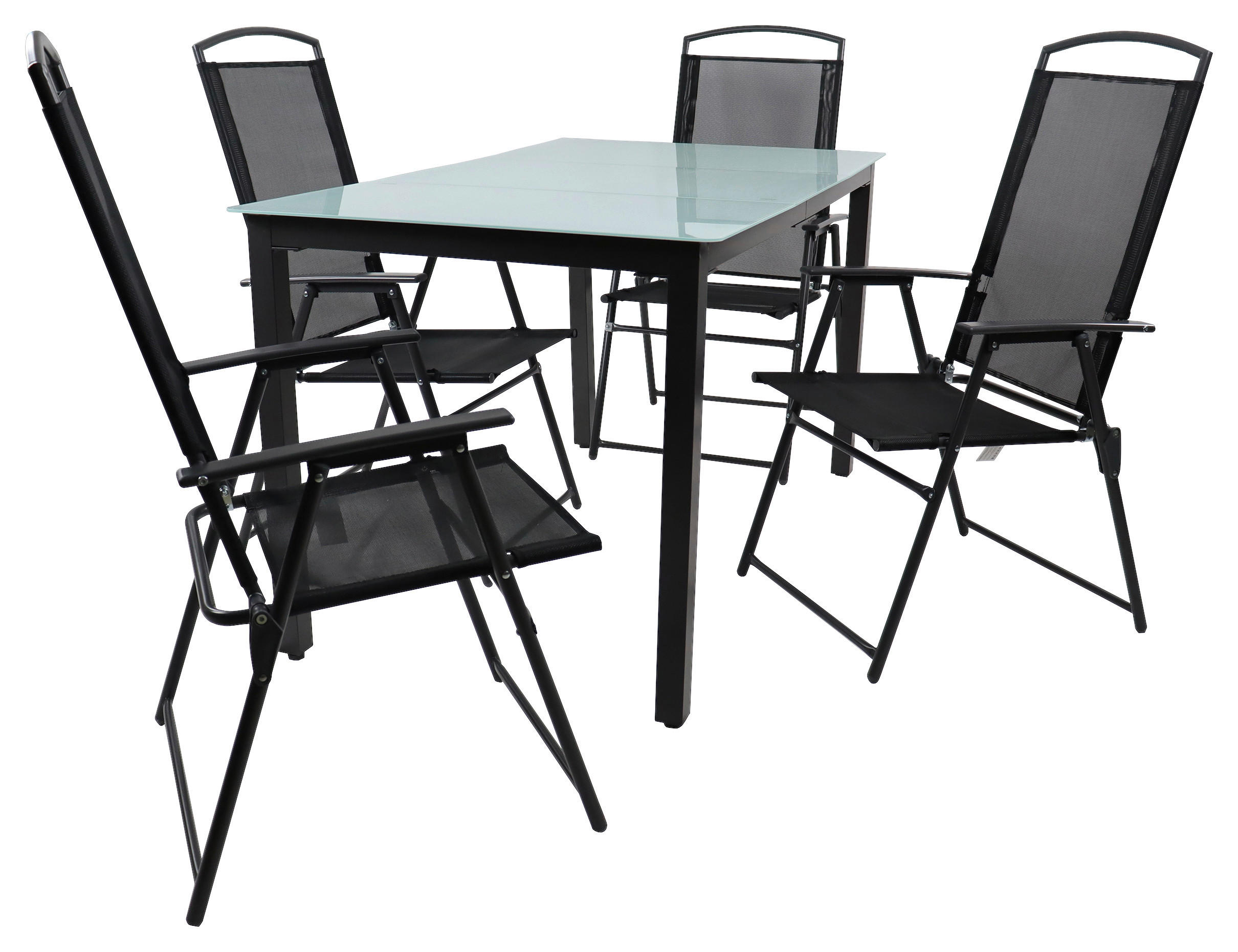 Gartenmöbel Set 5-Tlg aus Metall/Textil/Glas