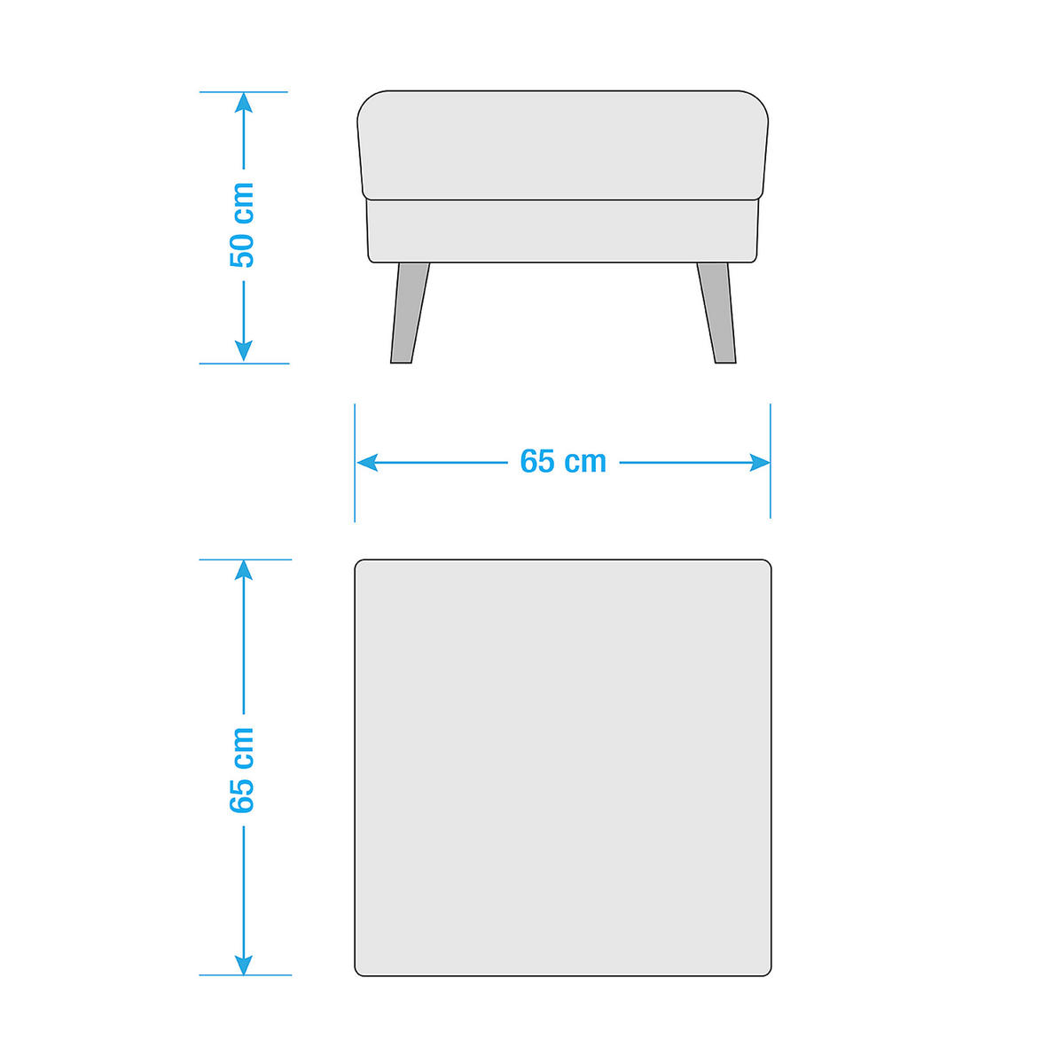 HOCKER in Textil Türkis  - Türkis/Schwarz, Design, Holz/Textil (61/49/65cm) - Livetastic