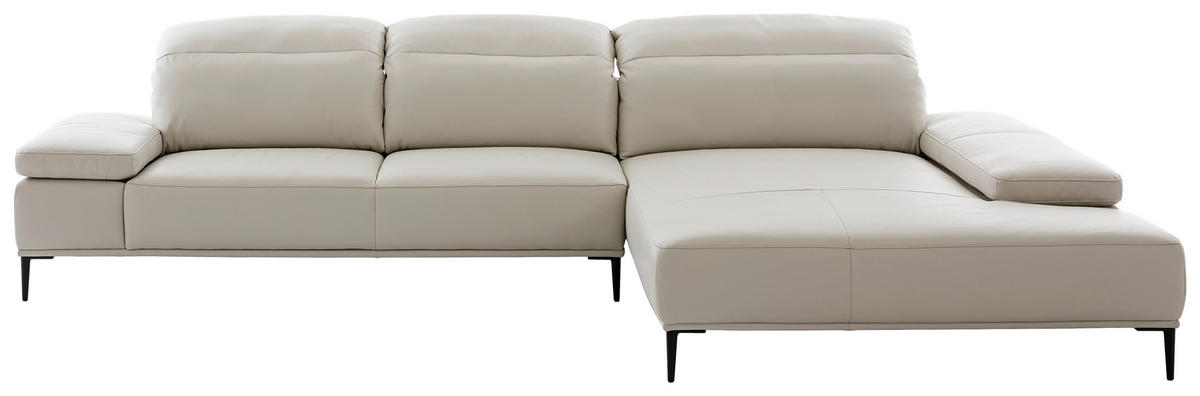 ECKSOFA  in Echtleder Greige  322/206 cm  - Greige/Schwarz, MODERN, Leder/Metall (322/206cm) - Chilliano