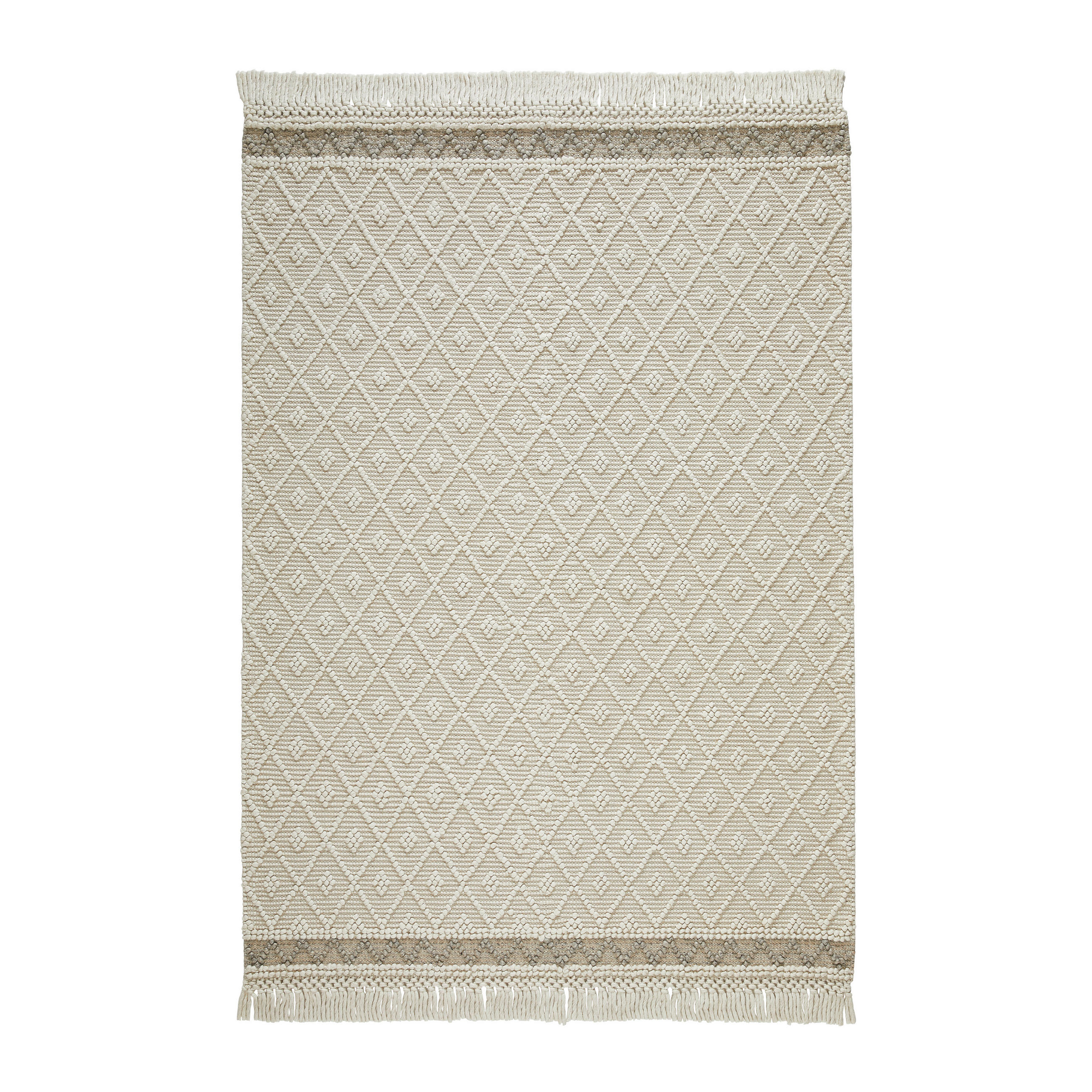 RUČNĚ TKANÝ KOBEREC, 130/190 cm, barvy stříbra, béžová - barvy stříbra/béžová, Natur, textil (130/190cm) - Linea Natura