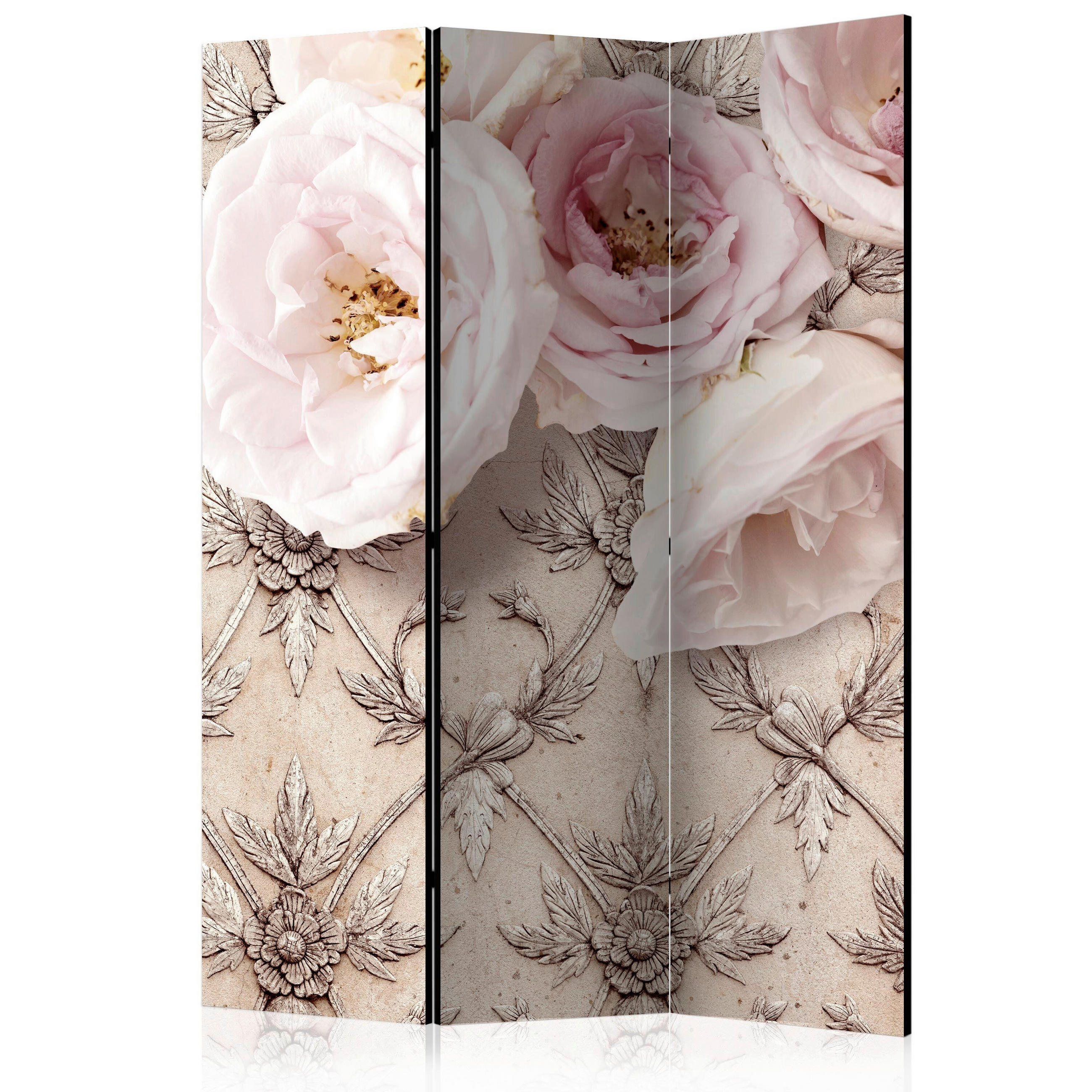 SKÄRMVÄGG  i trä, textil  ljusrosa, beige  - beige/ljusrosa, Basics, trä/textil (135/172/3cm) - artgeist