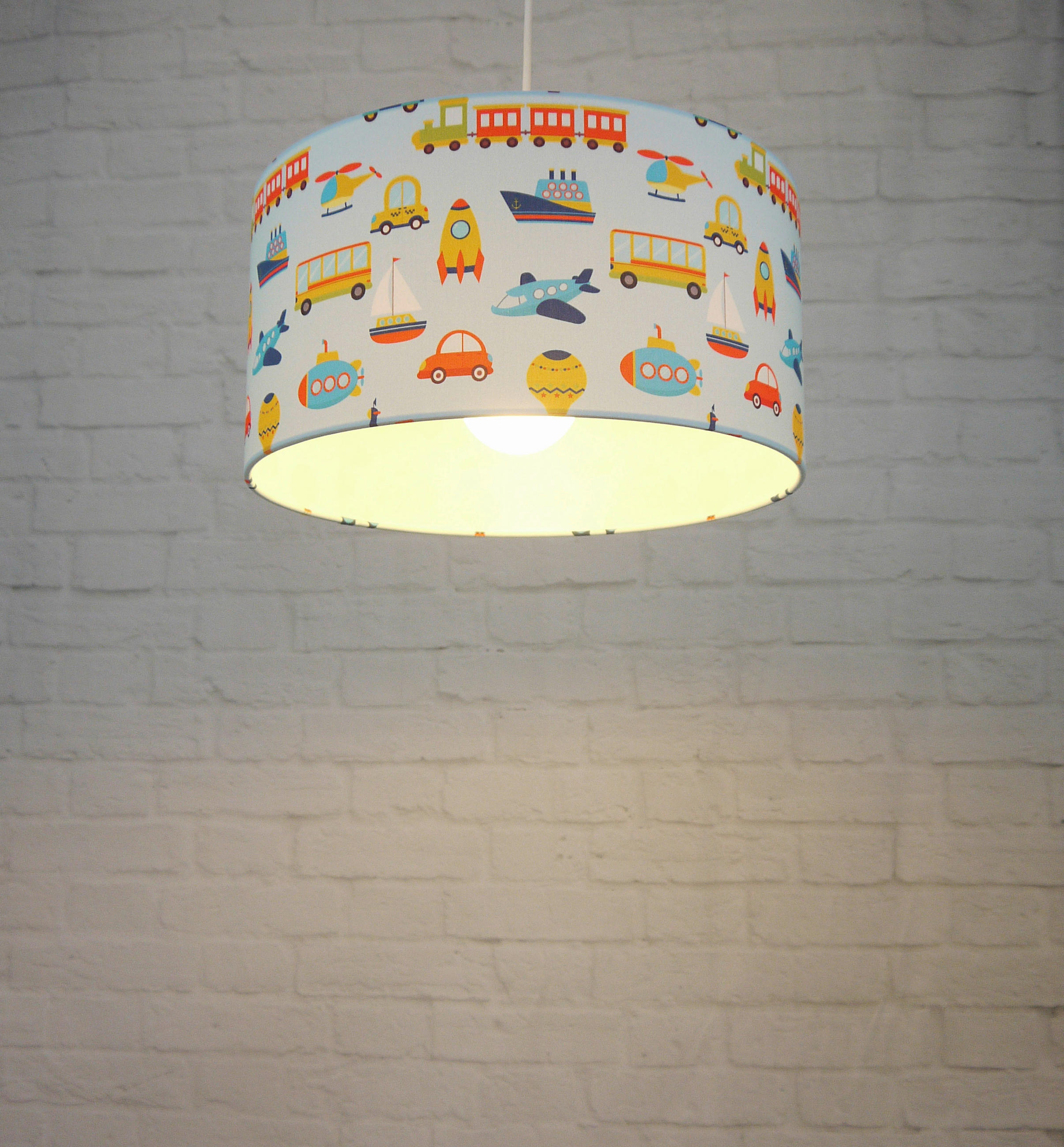DĚTSKÉ ZÁVĚSNÉ SVÍTIDLO, 35/79 cm  - bílá/světle modrá, Trend, kov/textil (35/79cm)