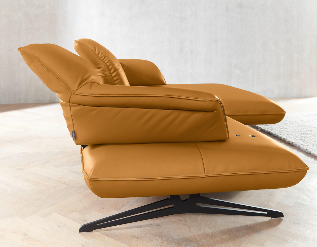 ECKSOFA in Echtleder Goldfarben  - Beige/Goldfarben, Design, Leder/Metall (252/169cm) - Koinor