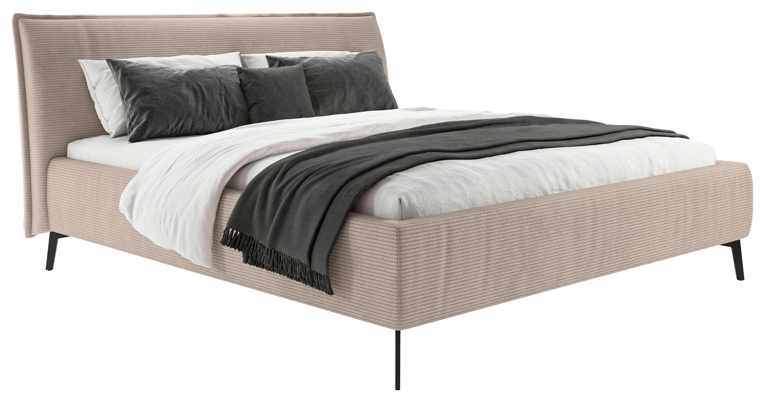 POLSTERBETT 180/200 cm  in Taupe  - Taupe/Schwarz, Design, Textil/Metall (180/200cm) - Lomoco