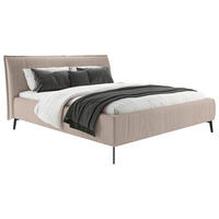 POLSTERBETT 160/200 cm, gepolstertes Kopfteil,  - Taupe/Schwarz, Design, Textil/Metall (160/200cm) - Lomoco