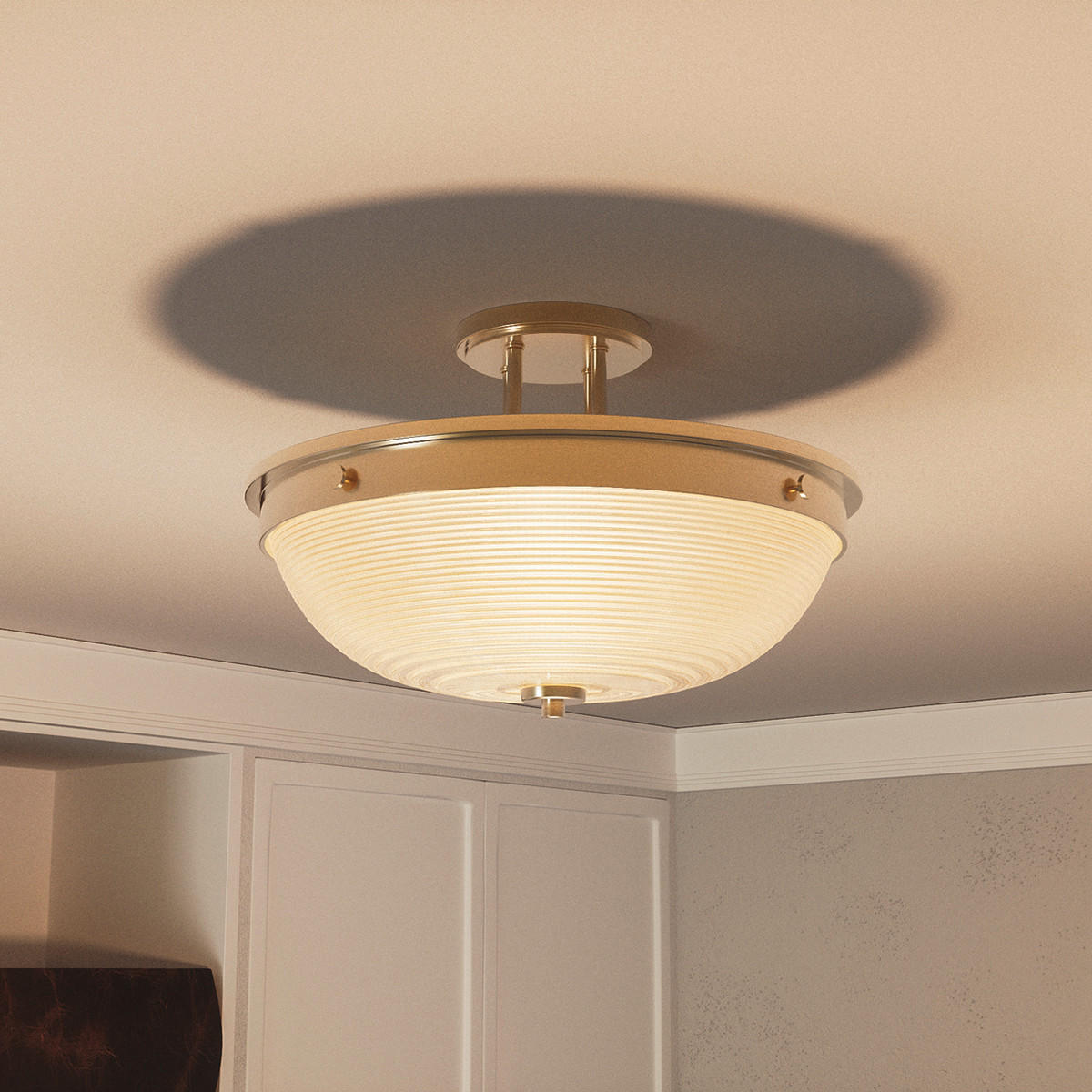 DECKENLEUCHTE Elstead Mantle 32.7/24.6 cm   - Messingfarben, LIFESTYLE, Glas/Metall (32.7/24.6cm) - Elstead Lighting