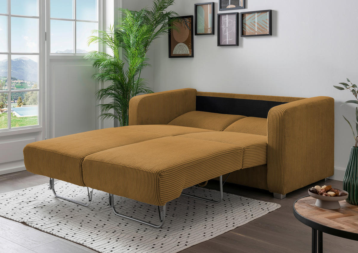 SCHLAFSOFA in Cord Goldfarben  - Chromfarben/Goldfarben, Basics, Kunststoff/Textil (159/88/87cm) - Livetastic