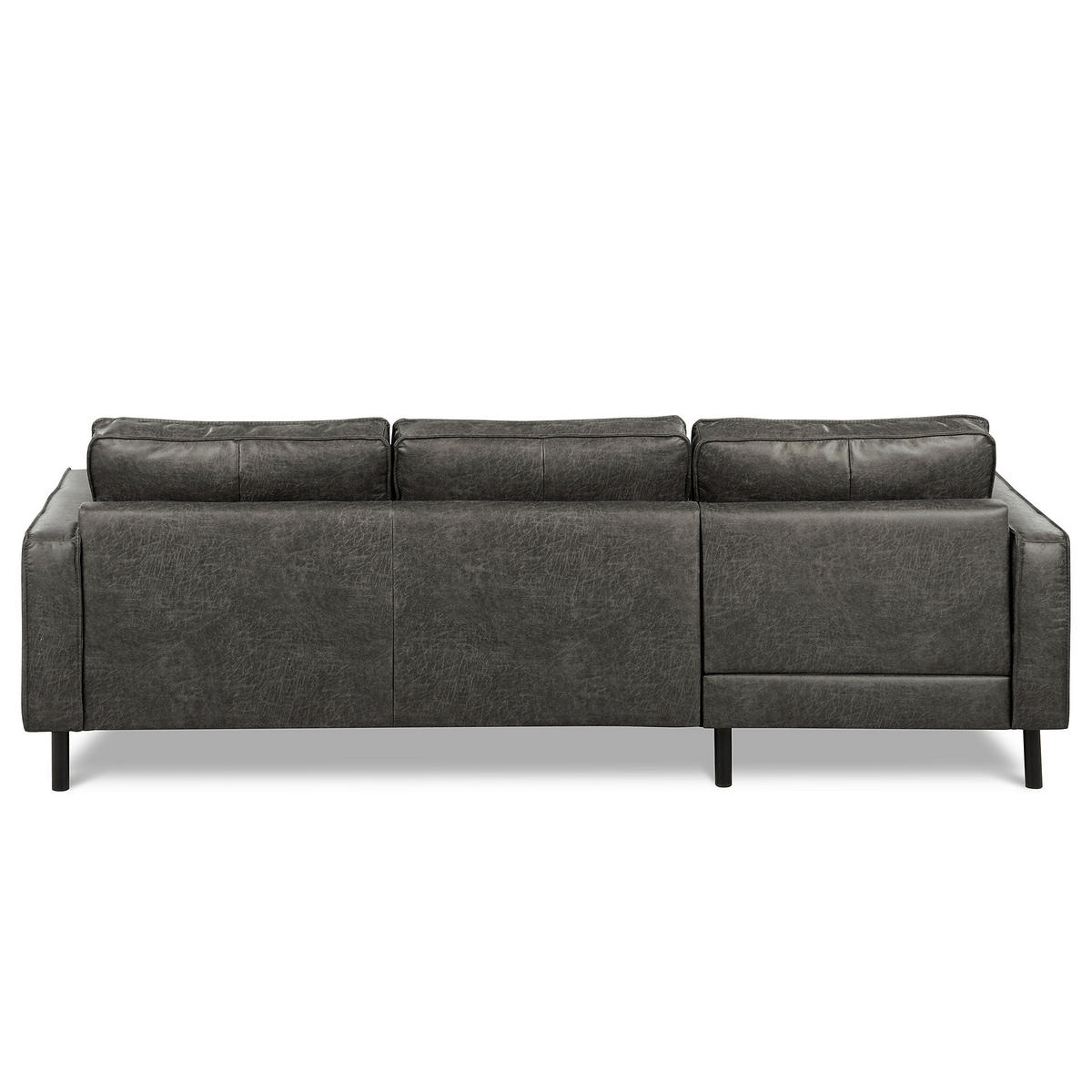 ECKSOFA Dunkelgrau Echtleder Lederlook Bettkasten, Schlaffunktion, Rücken echt  - Dunkelgrau/Schwarz, Design, Leder/Textil (166/238cm) - Livetastic