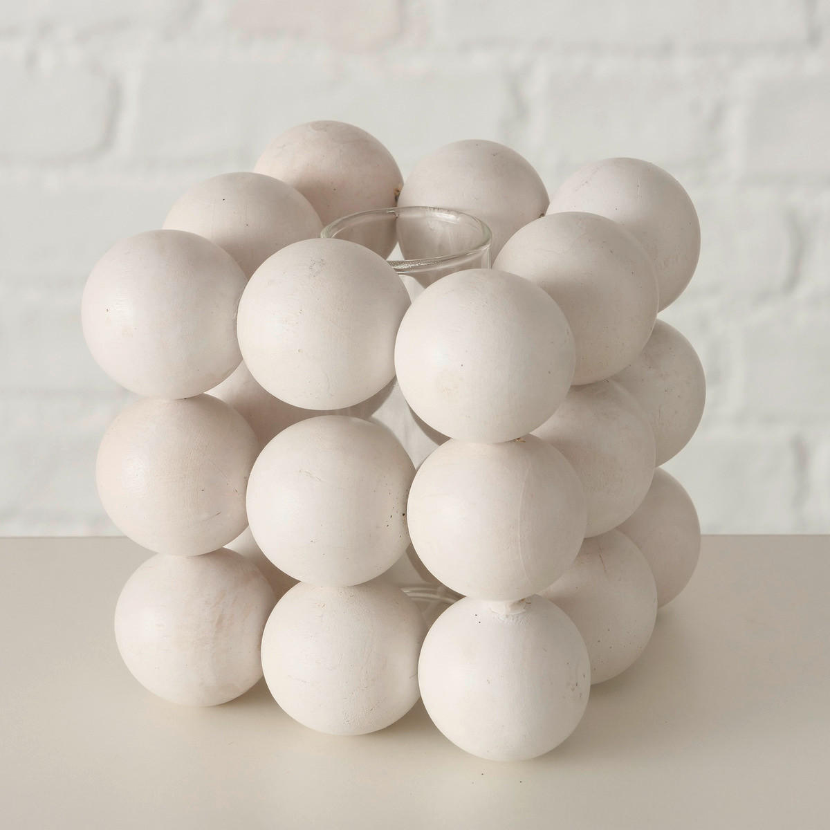 VASE 9 cm  - Schwarz/Braun, Trend, Glas/Holz (9/9cm)