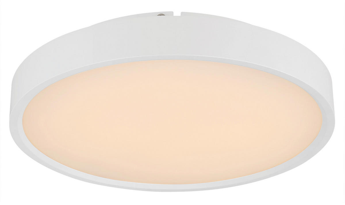 LED-DECKENLEUCHTE Jess 39/7,7 cm  - Opal/Weiß, Design, Kunststoff/Metall (39/7,7cm) - Globo