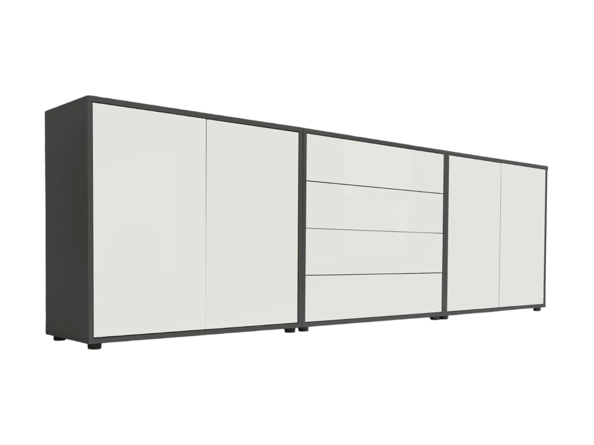 Mid.you Sideboard Mailand Set 5 Anthrazit, Weiß 237x73x33 cm