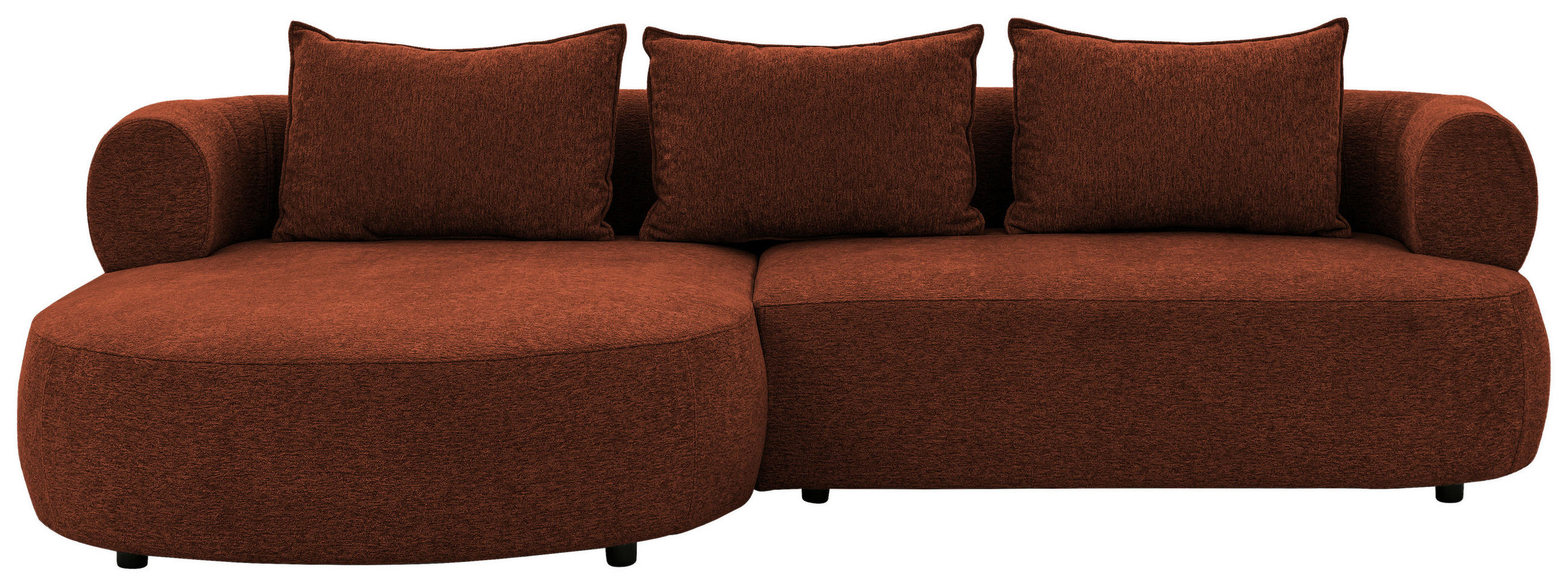 ECKSOFA FERRO Rostfarben Chenille  - Rostfarben/Schwarz, Design, Kunststoff/Textil (156/256cm) - Livetastic