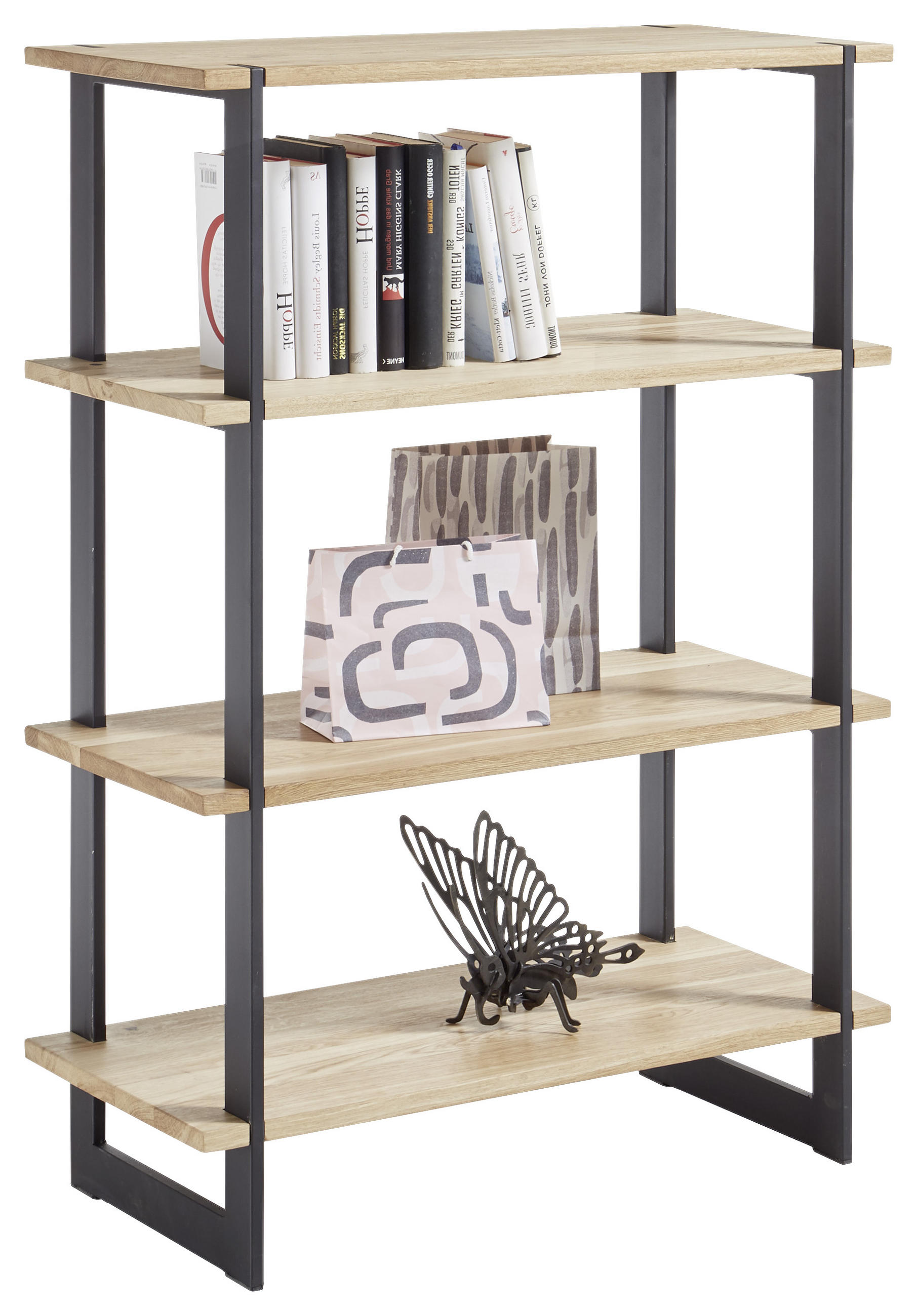 Regal 80/113/35 cm Schwarz, Eichefarben