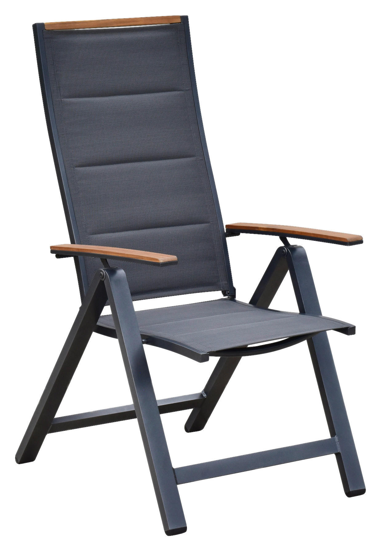 GARTENKLAPPSESSEL in Metall, Kunststoff Graphitfarben, Grau  - Graphitfarben/Grau, MODERN, Kunststoff/Metall (59,5/115,5/74cm) - Gardenson