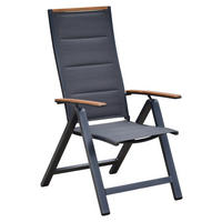 GARTENKLAPPSESSEL Aluminium Graphitfarben, Grau  - Graphitfarben/Grau, MODERN, Kunststoff/Metall (59,5/115,5/74cm) - Gardenson