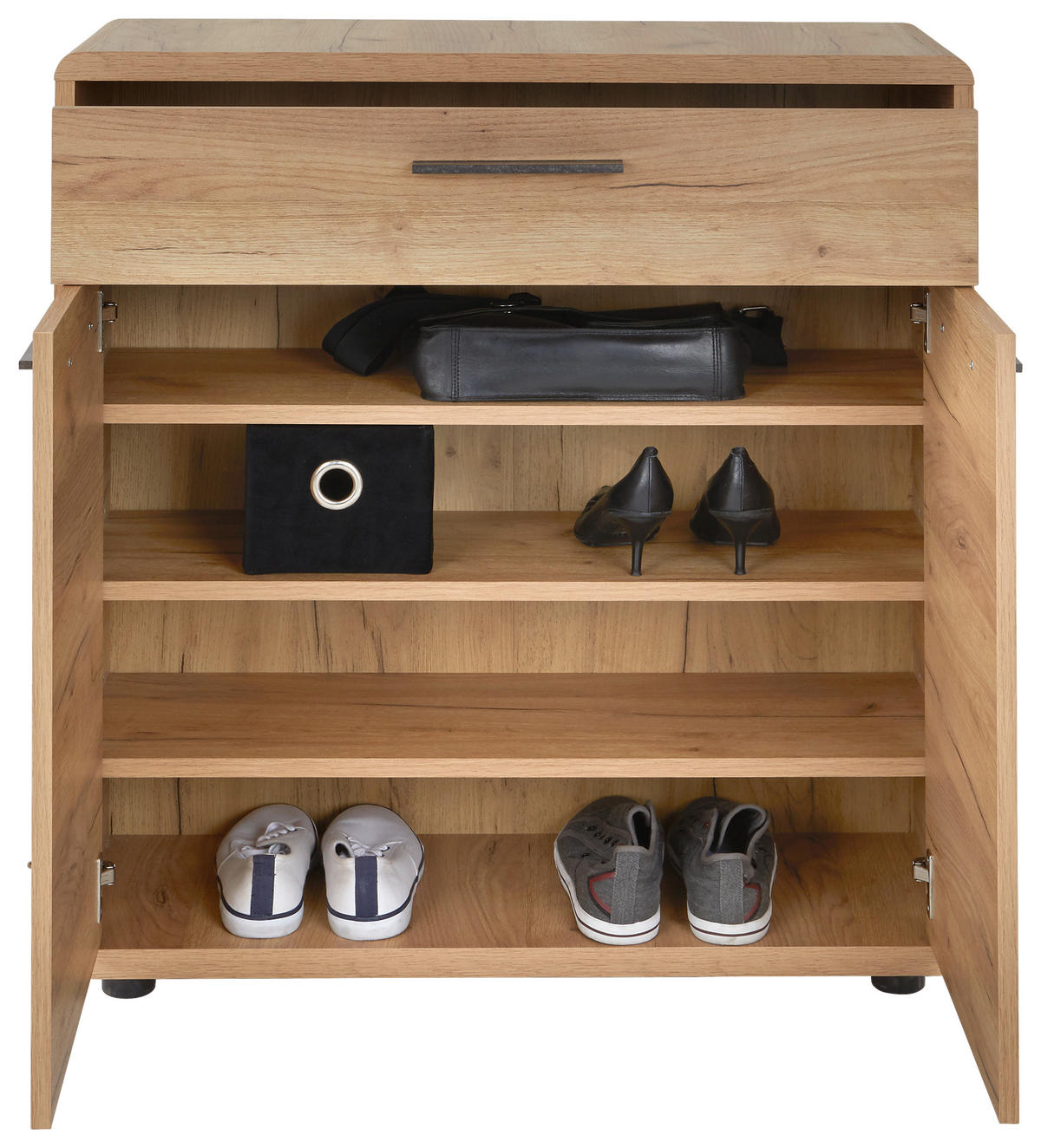 KOMMODE Fontana  in 84/90/32 cm  - Eichefarben/Schwarz, MODERN, Holzwerkstoff/Kunststoff (84/90/32cm) - Boxxx