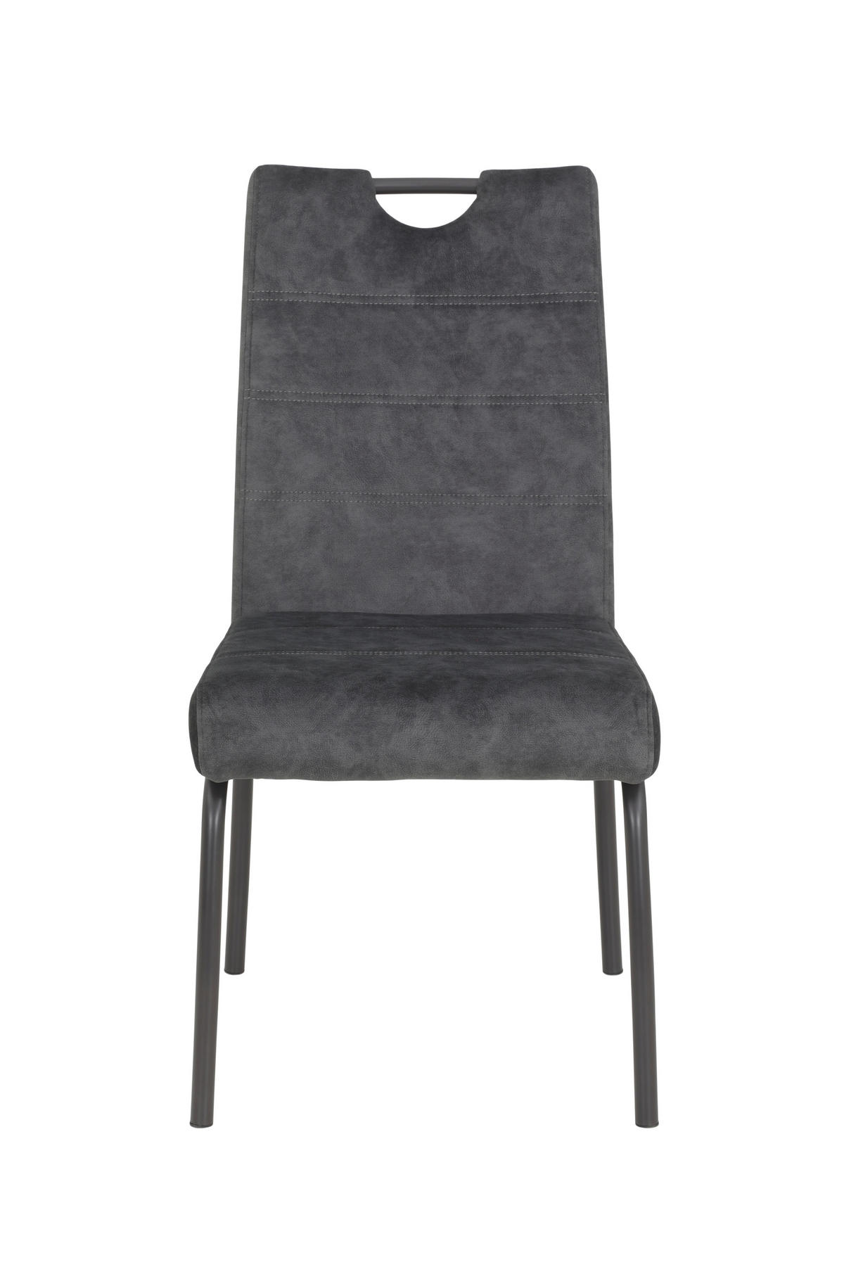 STUHL-SET 2 Stück  in Stahl Samt, Mikrofaser  - Anthrazit/Grau, MODERN, Textil/Metall (50/97/62cm) - MID.YOU