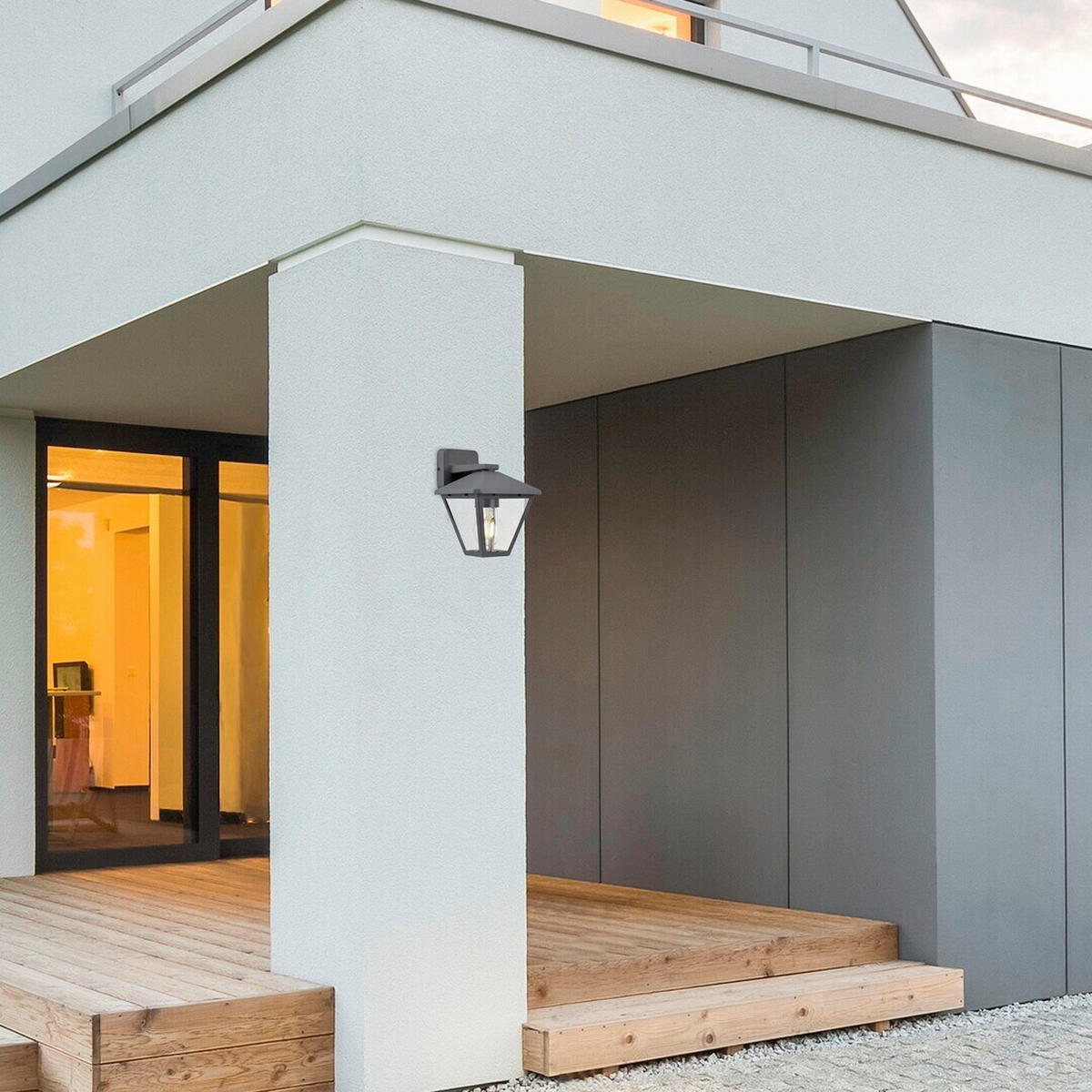 SPOLJNA ZIDNA SVETILJKA Paravento  - prozirna/crna, Konvencionalno, staklo/metal (16/22cm)