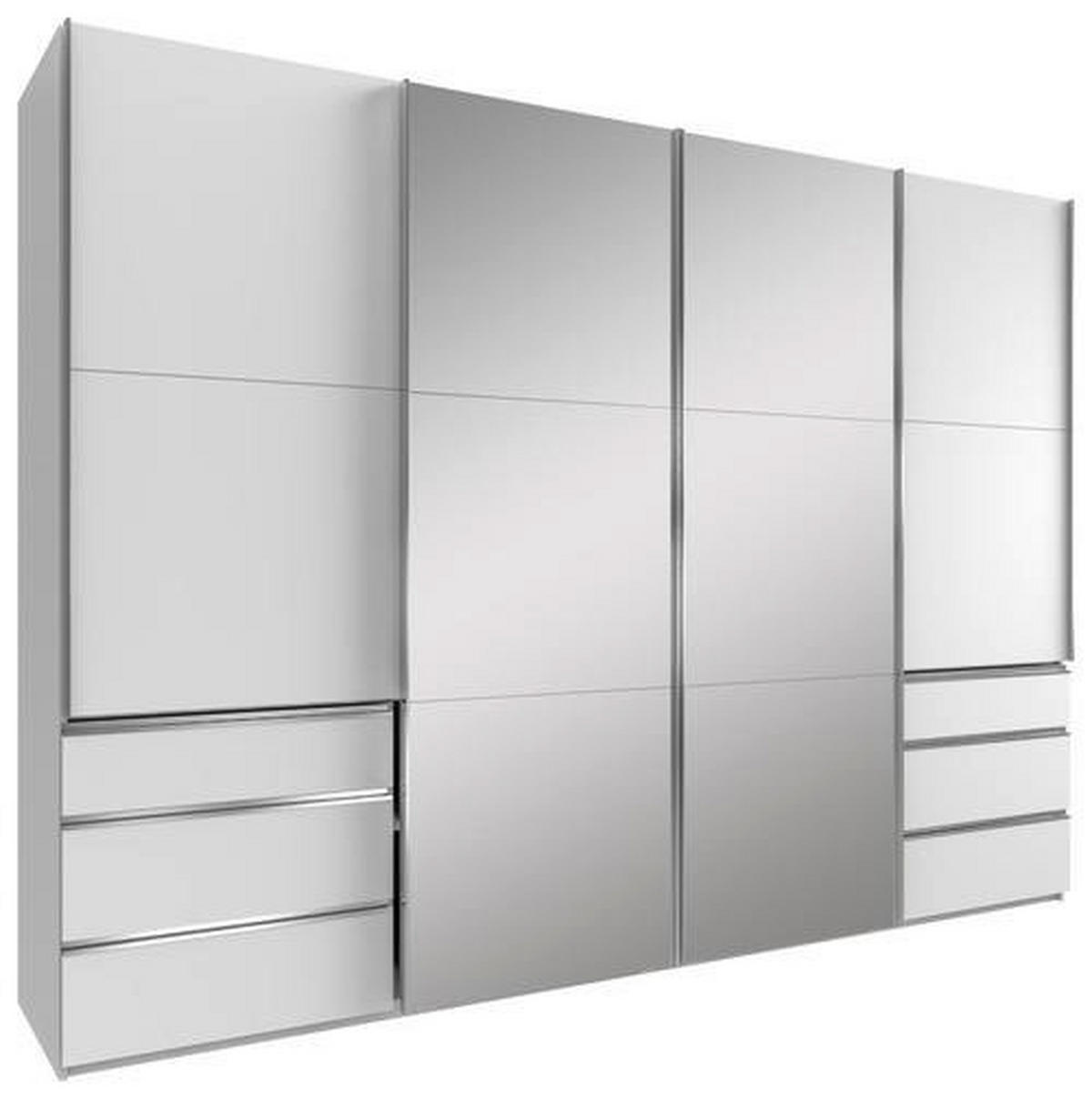 SCHWEBETÜRENSCHRANK in Weiss  - Chromfarben/Weiss, Modern, Glas/Holzwerkstoff (300/216/65cm) - MID.YOU