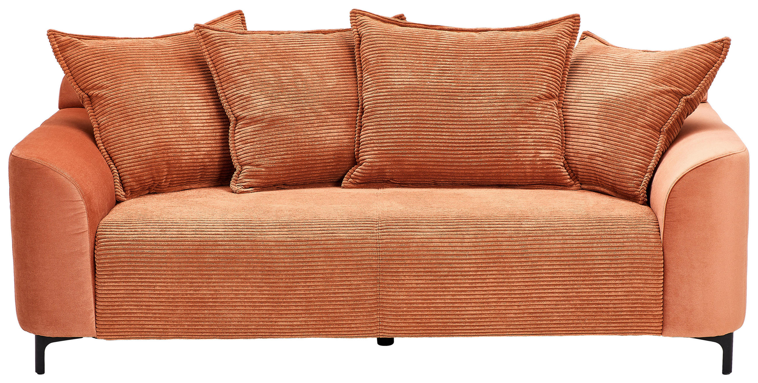 2,5-SITZER Cord, Velours Rostfarben  - Rostfarben/Schwarz, KONVENTIONELL, Textil/Metall (200/84/99cm) - Carryhome