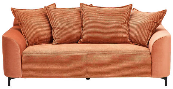 2,5-SITZER  in Cord, Velours Rostfarben  - Rostfarben/Schwarz, KONVENTIONELL, Textil/Metall (200/84/99cm) - Carryhome