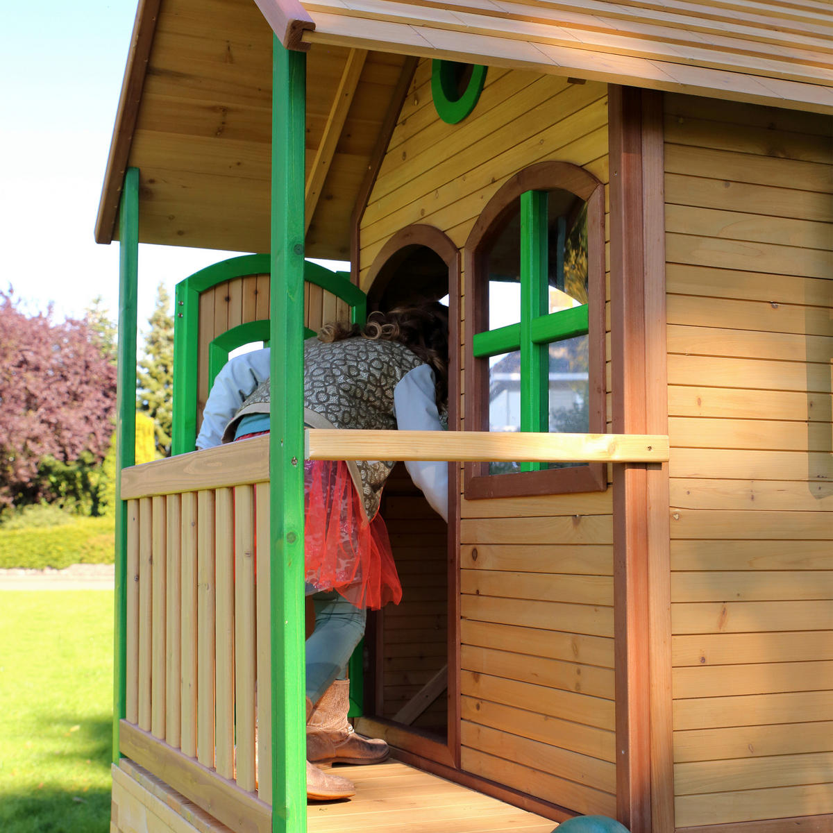SPIELHAUS 318/272/191 cm  - Braun/Grau, KONVENTIONELL, Holz (318/272/191cm) - Ambia Garden