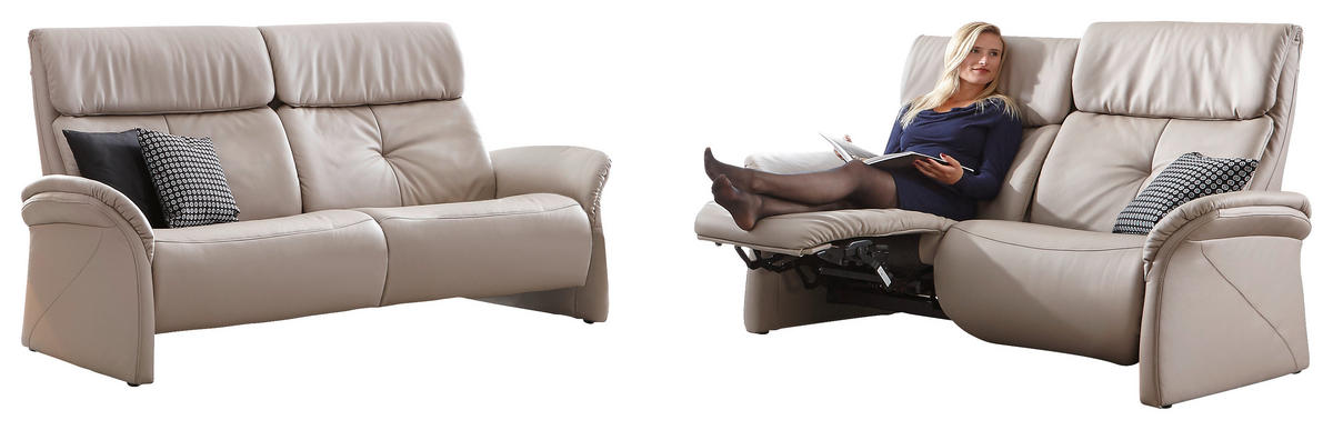 SITZGARNITUR in Echtleder Hellgrau  - Hellgrau/Schwarz, KONVENTIONELL, Leder/Kunststoff (209/107/91cm) - Himolla Komfortklass