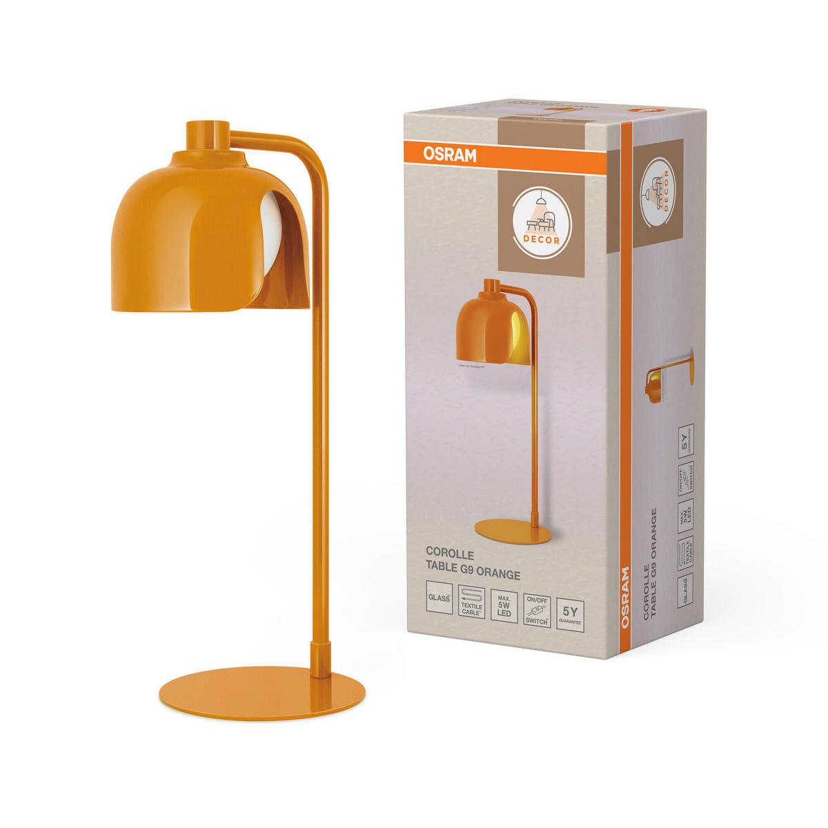 TISCHLEUCHTE 15/20/40 cm   - Orange, Basics, Glas/Metall (15/20/40cm) - Osram