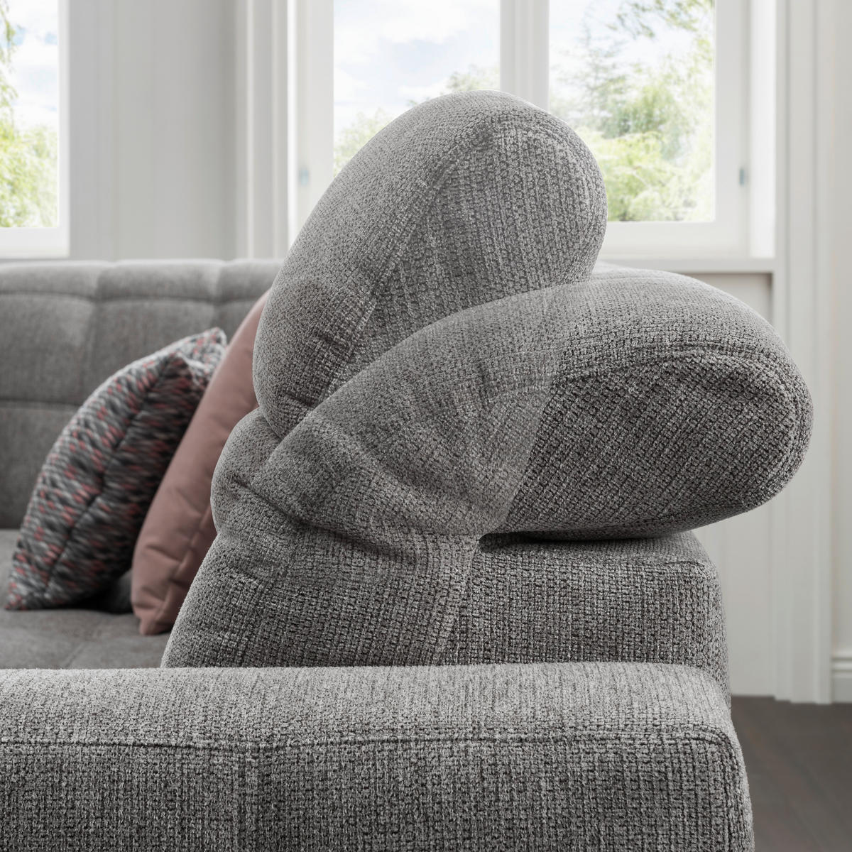 ECKSOFA Grau Webstoff  - Schwarz/Grau, Design, Holz/Textil (216/302cm) - Xora