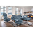 ECKSOFA in Echtleder Blau  - Blau/Alufarben, Design, Leder/Metall (271/242cm) - Cantus