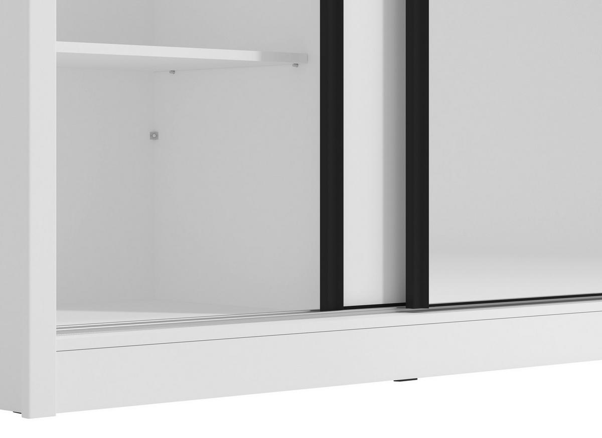 SCHIEBETÜRENSCHRANK 242/215,5/60 cm 3-türig Weiß  - Schwarz/Weiß, Basics, Glas/Holzwerkstoff (242/215,5/60cm) - Xora