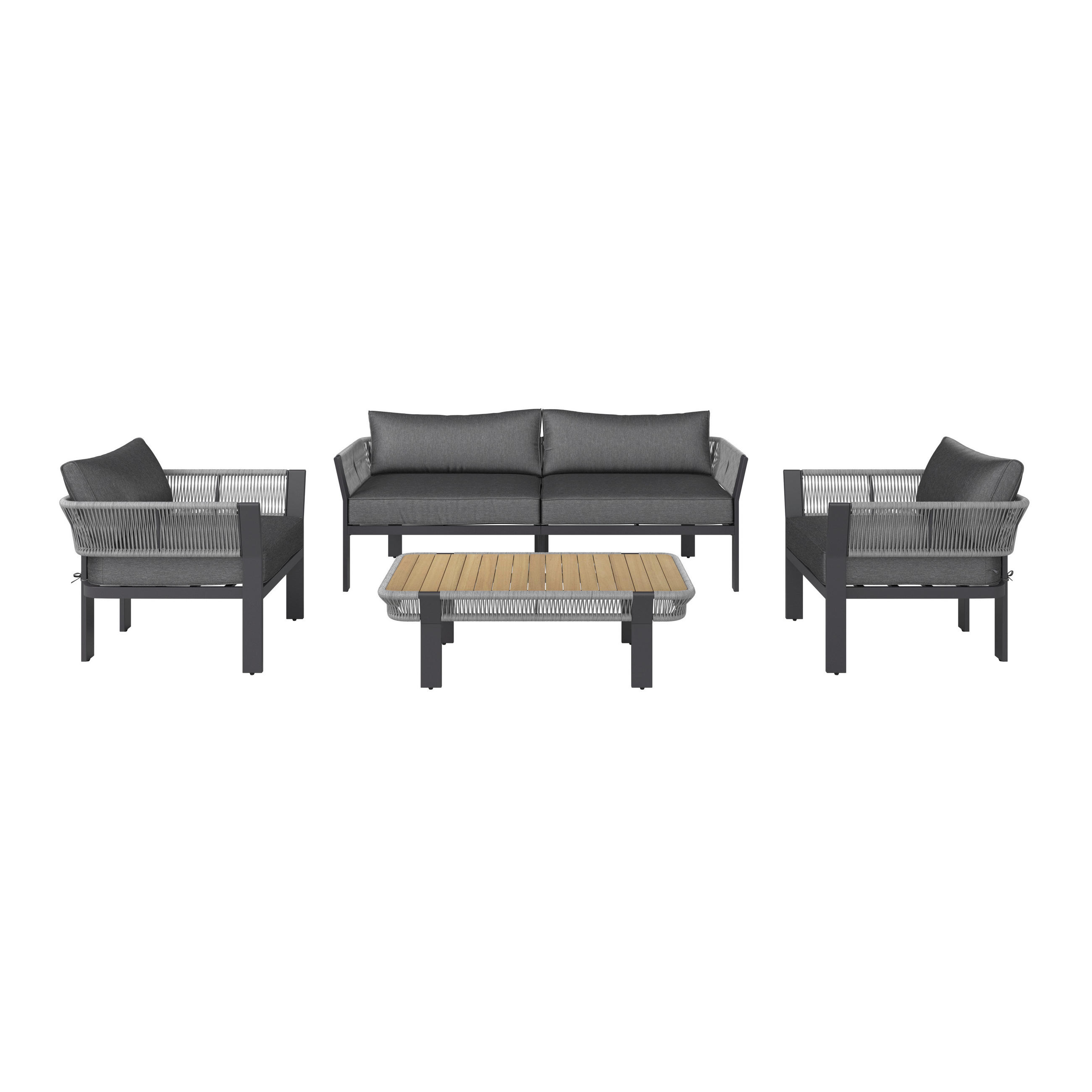 GARTENSET Webstoff Eukalyptusholz massiv Stahl  - Anthrazit/Grau, LIFESTYLE, Holz/Textil (190/74/72,5cm) - Ambia Garden