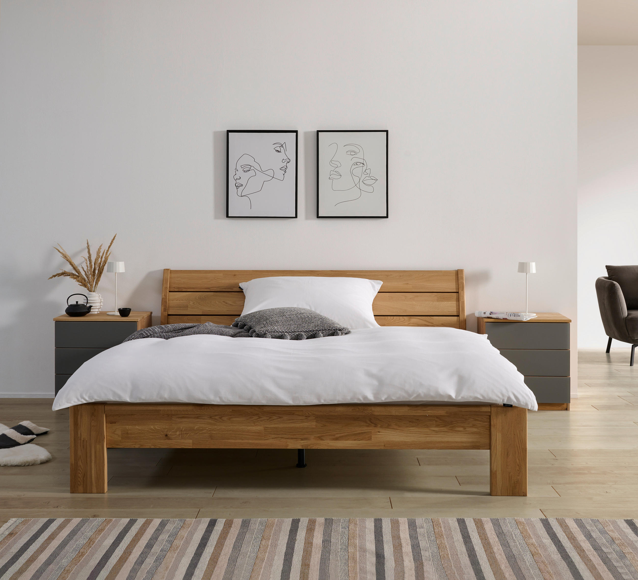 BETT 180/200 cm  in Wildeiche  - Wildeiche, MODERN, Holz (180/200cm) - MID.YOU