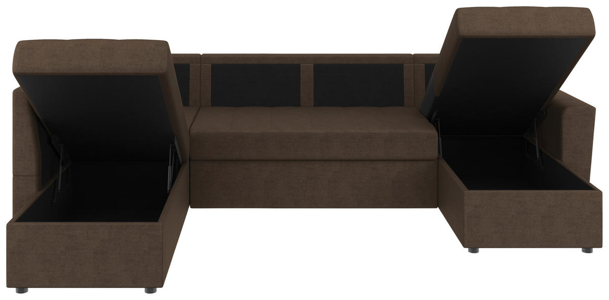 WOHNLANDSCHAFT TERMOLI Braun Jacquard  - Schwarz/Braun, Design, Kunststoff/Textil (155/296/155cm) - MID.YOU