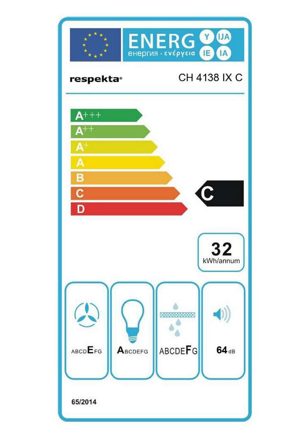 DUNSTABZUGSHAUBE CH4138IXC  - Edelstahlfarben, Trend, Metall (60/19,3/43cm) - Respekta