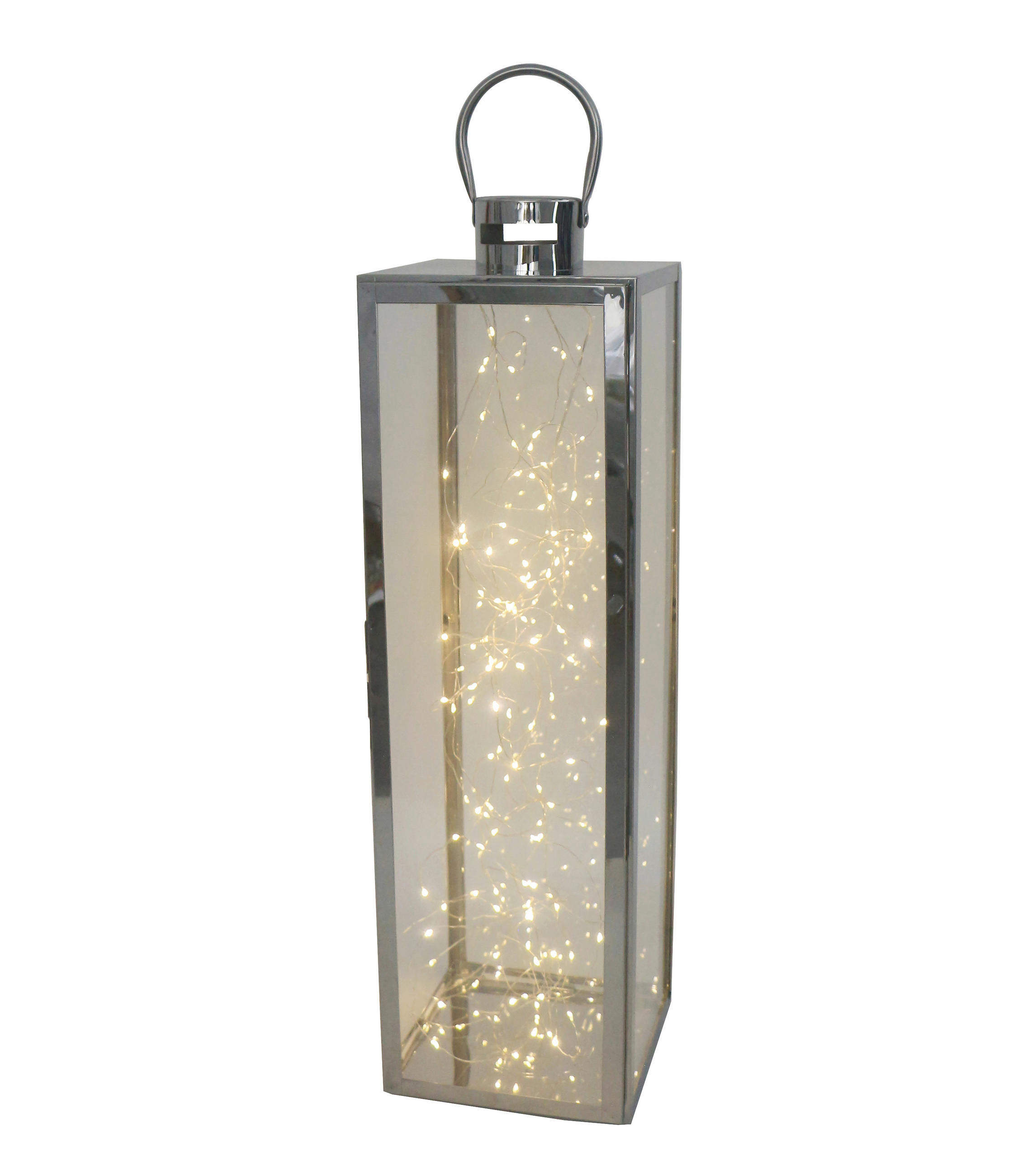 LATERNE - Klar/Edelstahlfarben, Basics, Glas/Metall (21/70/20cm) - Ambia Home