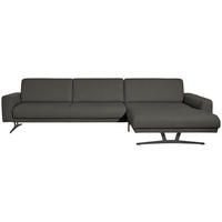 ECKSOFA in Echtleder Grau  324/179 cm  - Anthrazit/Grau, KONVENTIONELL, Leder/Metall (324/179cm) - Johann Jakob
