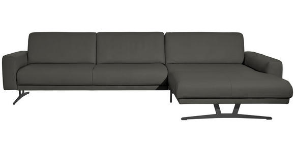 ECKSOFA in Echtleder Grau  - Anthrazit/Grau, KONVENTIONELL, Leder/Metall (324/182cm) - Ambiente