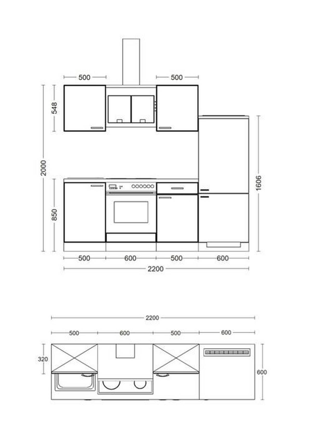 KUCHYŇSKÁ LINKA NANO - barvy buku/béžová, Moderní, kompozitní dřevo/plast (220cm) - FlexWell