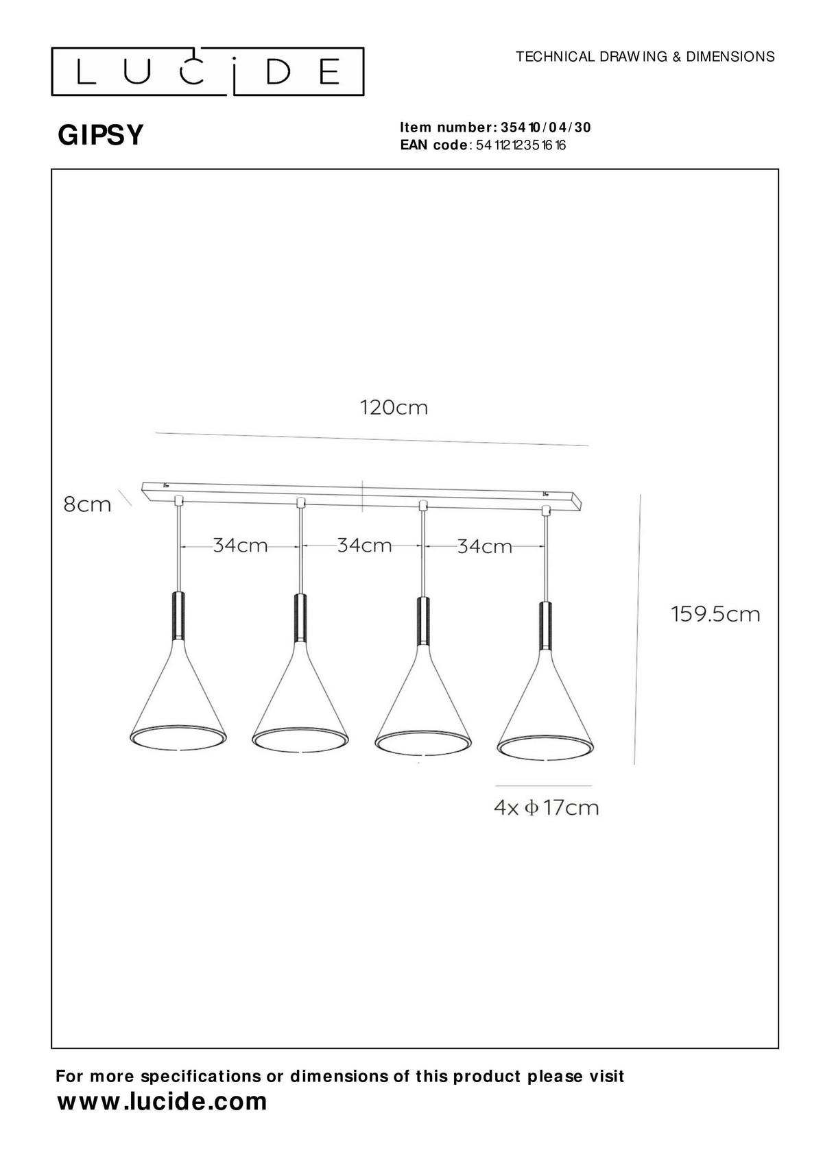 PENDELLEUCHTE 120/17/159,5 cm    - Schwarz, Design, Metall (120/17/159,5cm) - Lucide