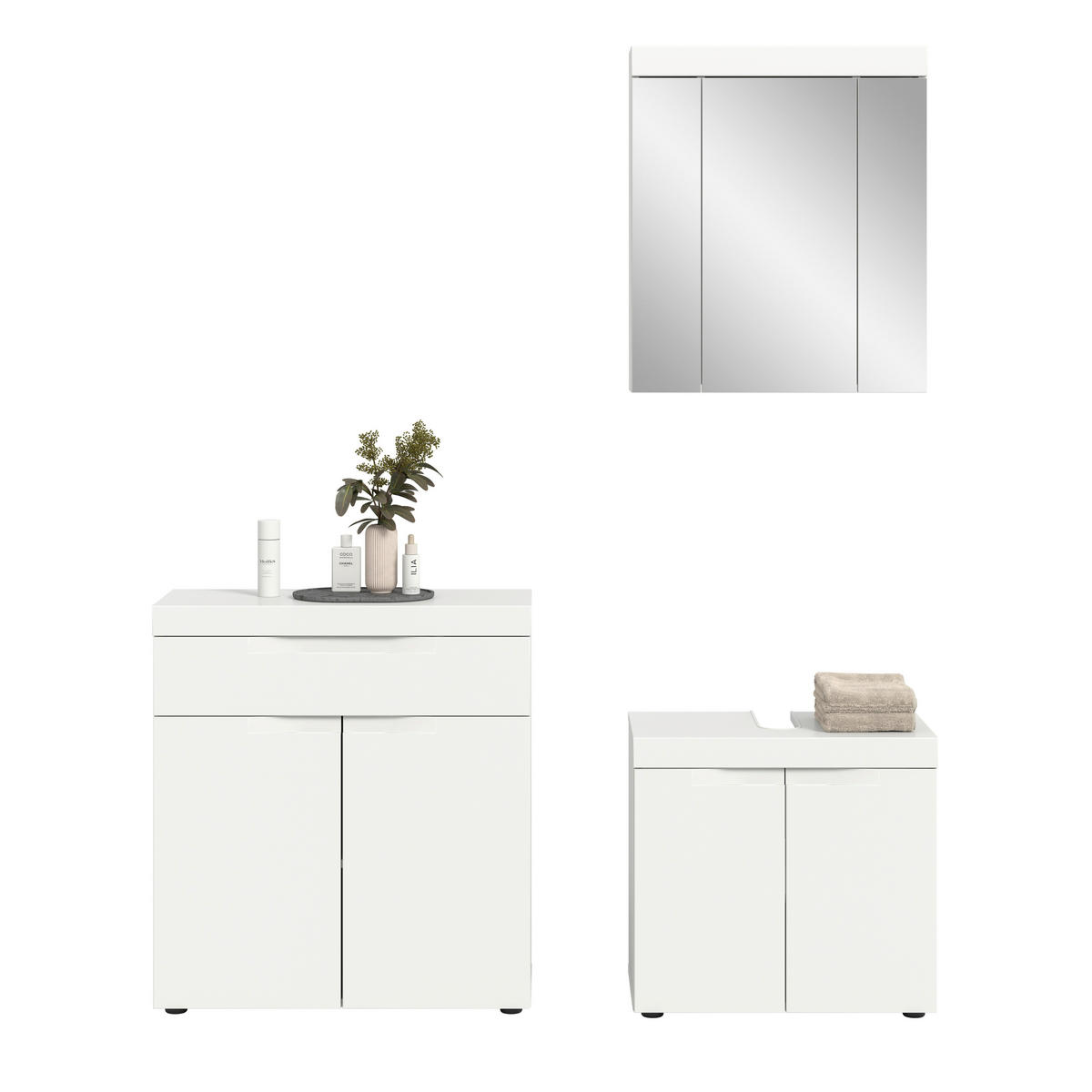 BADRUM 150 cm  - vit/svart, Trend, trämaterial/glas (150cm) - MID.YOU
