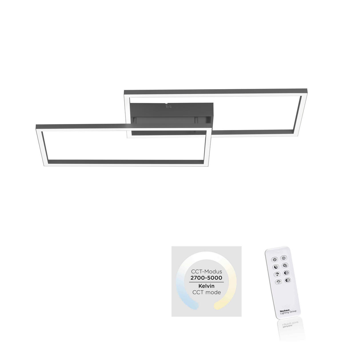 LED-DECKENLEUCHTE Iven 60,5/32,5/6,5 cm   - Schwarz, Design, Kunststoff/Metall (60,5/32,5/6,5cm)
