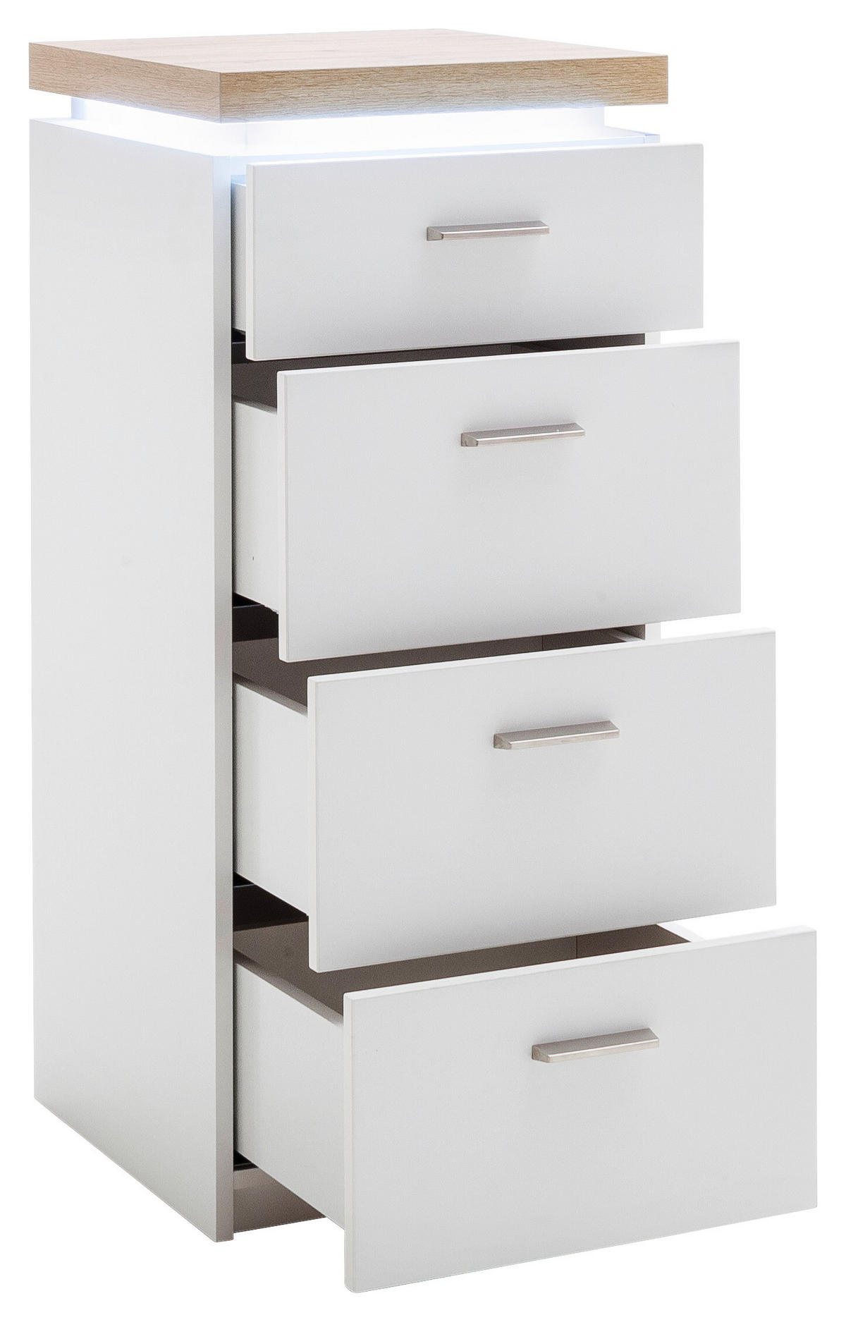 KOMMODE  in 42/98/44 cm  - Eichefarben/Weiß, Natur, Holzwerkstoff/Metall (42/98/44cm)