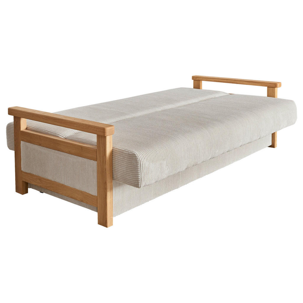 Thumbnail - P & B Schlafsofa Malaga, Creme, Textil, Eiche, 2-Sitzer, 220x90x90 cm, Liegefunktion, Wohnzimmer, Sofas & Couches, Schla...