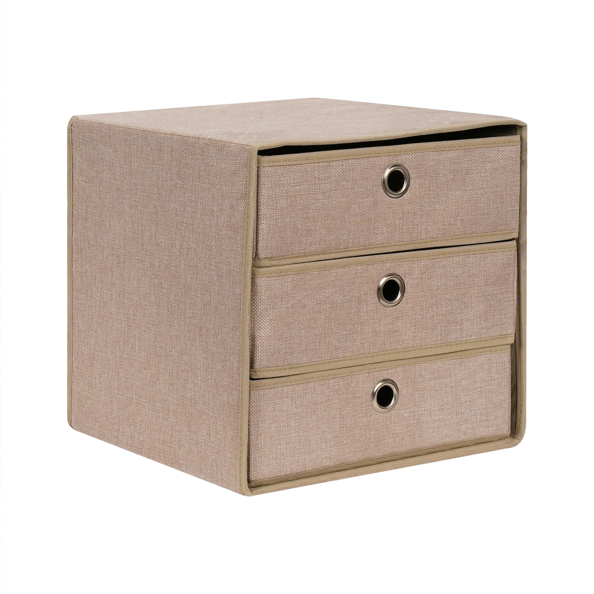 Cutie Cu Sertare    32/32/32 cm  - bej/gri, Basics, carton/metal (32/32/32cm) - Homeware