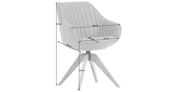 ARMLEHNSTUHL  Stoffauswahl, Sitzfläche 360° drehbar Cord  - Eichefarben/Beige, LIFESTYLE, Holz/Textil (60/83/65cm) - Ambia Home